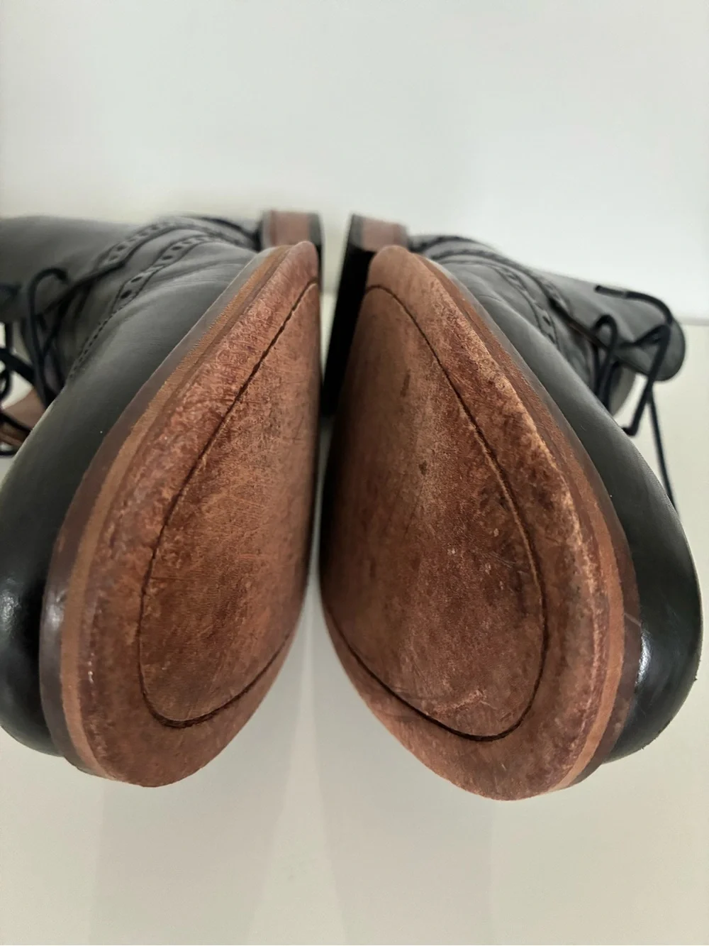 Johnston & Murphy Black Leather Wingtip Lace-Up Boots Size 13
